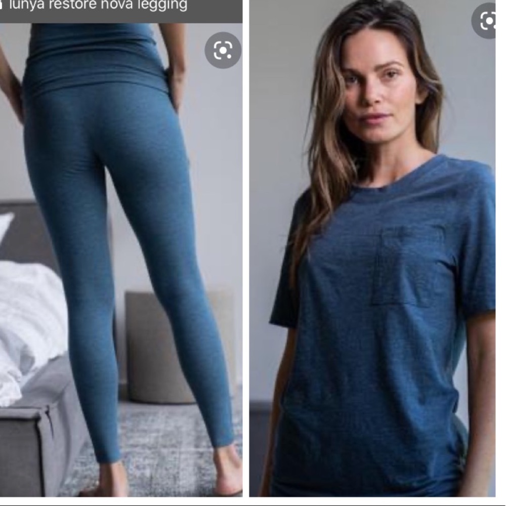 Lunya Restore Pocket Legging & Tee Sz S Nova